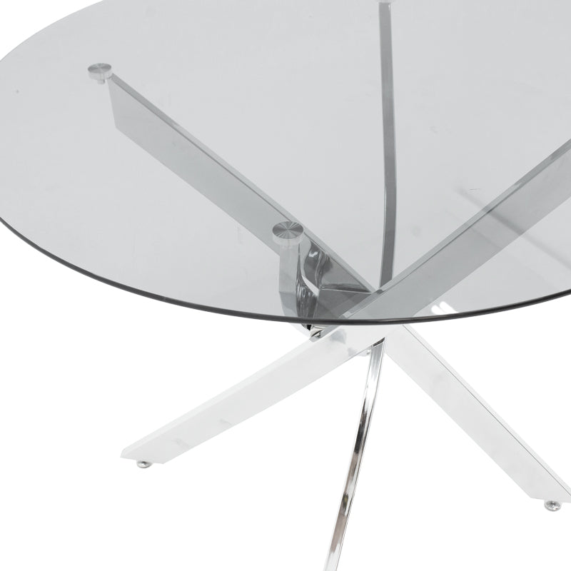 Set masă și scaune Ezra dining, Metal, Alb, D80x75 cm