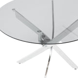 Set masă și scaune Ezra & Antoro, Sticlă, Alb, Ø100x75 cm