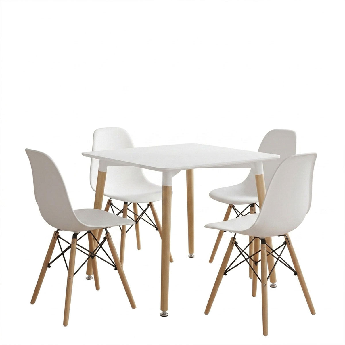 Set masă și scaune Julita & Natali, Alb, 80x80x76 cm