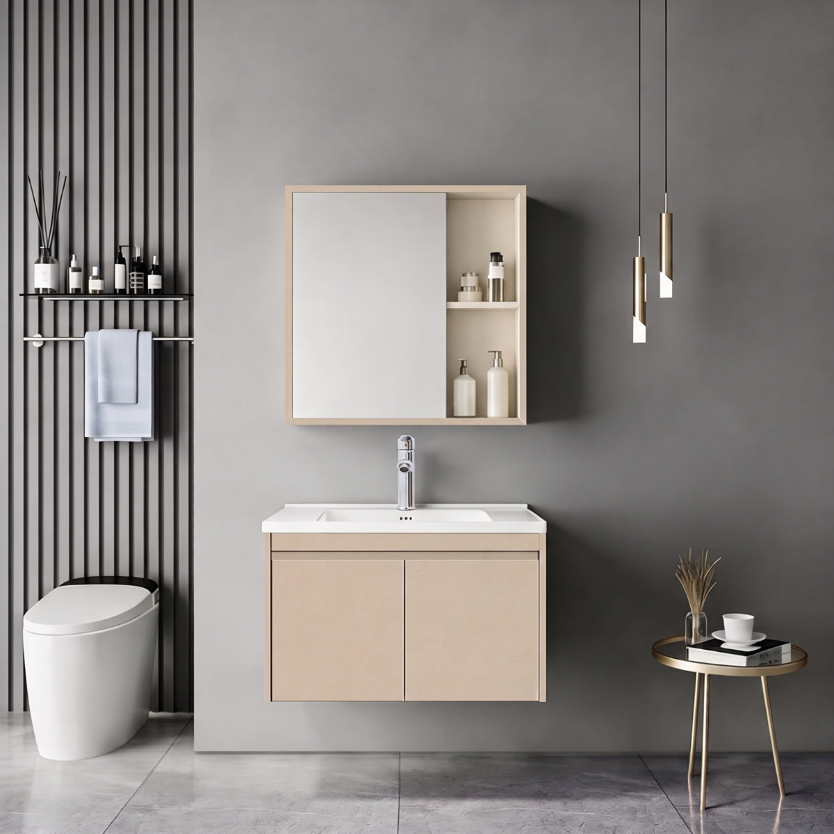Dulap de baie Sinkea Mentis, Placaj, Diverse culori, 61x47x47 cm - Cappuccino | SKU: 200-002067 | Dulap de baie Sinkea Mentis, Placaj, 61x47x47 cm, varianta Cappuccino, produs pentru amenajarea locuinței, disponibil online în România la CasaMob
