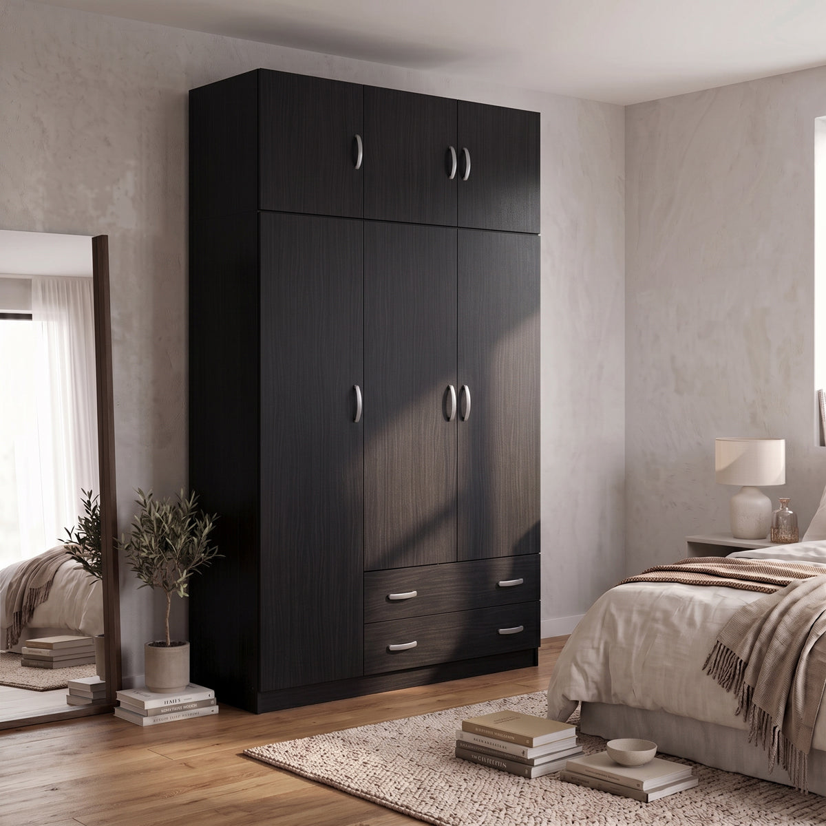 Dulap de haine Alvia, 3 uși, cu extensie superioară, Diverse culori, 150x51x240 cm - Wenge | SKU: 200-002082 | Dulap de haine Alvia, 3 uși, cu extensie superioară, 150x51x240 cm, varianta Wenge, produs pentru amenajarea locuinței, disponibil online în România la CasaMob