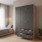 Dulap de haine Alvia, 3 uși, cu extensie superioară, Diverse culori, 150x51x240 cm - Sonoma-Antracit | SKU: 200-002083 | Dulap de haine Alvia, 3 uși, cu extensie superioară, 150x51x240 cm, varianta Sonoma-Antracit, produs pentru amenajarea locuinței, disponibil online în România la CasaMob