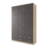 Dulap de haine Alvia, 3 uși, cu extensie superioară, Diverse culori, 150x51x240 cm - Sonoma-Antracit | SKU: 200-002083 | Dulap de haine Alvia, 3 uși, cu extensie superioară, 150x51x240 cm, varianta Sonoma-Antracit, produs pentru amenajarea locuinței, disponibil online în România la CasaMob