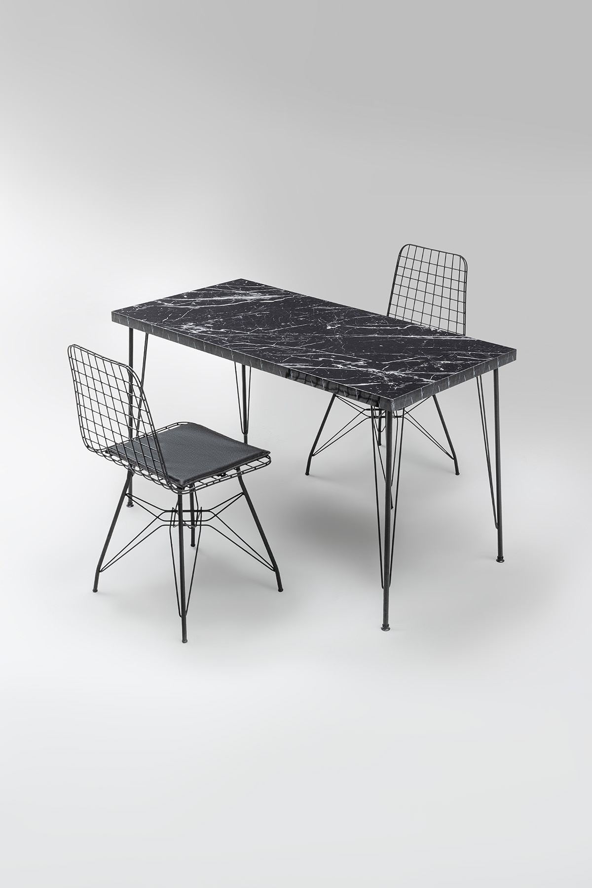 Masă cu scaune 5 bucăți Bndymk001, Negru, 120x60x72 cm