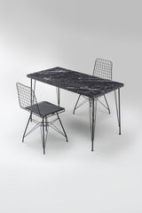 Masă cu scaune 5 bucăți Bndymk001, Negru, 120x60x72 cm