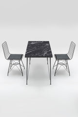 Masă cu scaune 5 bucăți Bndymk001, Negru, 120x60x72 cm