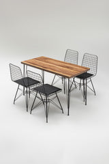 Masă cu scaune 5 bucăți Nmsymk001, Stejar - Negru, 120x60x72 cm