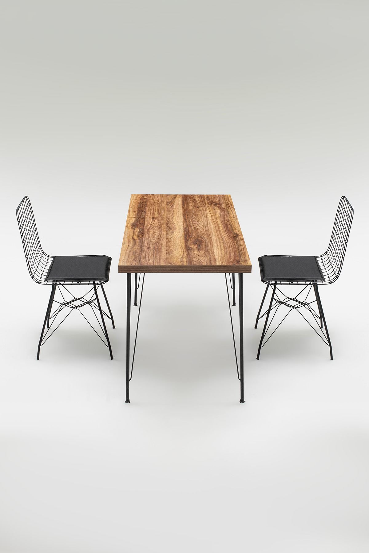 Masă cu scaune 5 bucăți Nmsymk001, Stejar - Negru, 120x60x72 cm