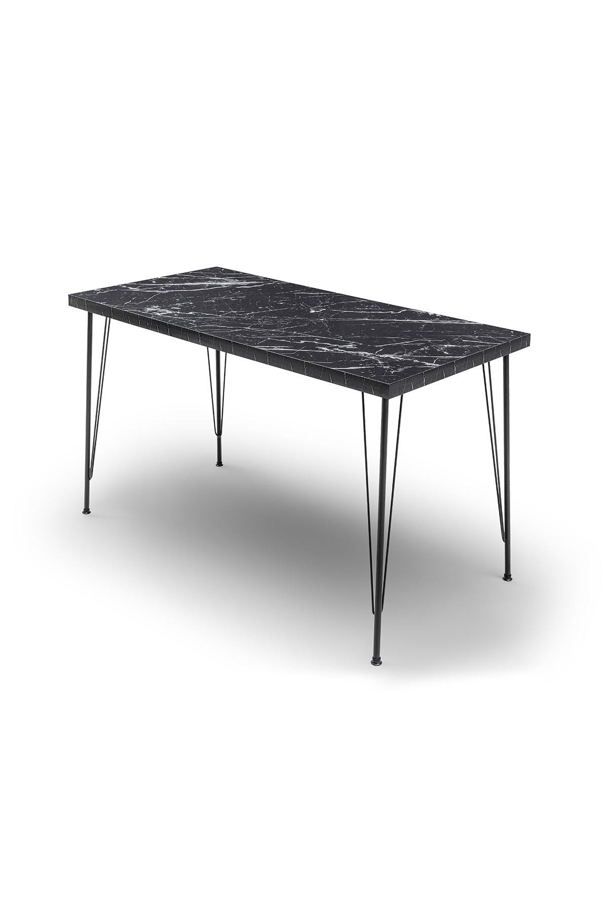 Masă cu scaune 5 bucăți Bndymk001, Negru, 120x60x72 cm