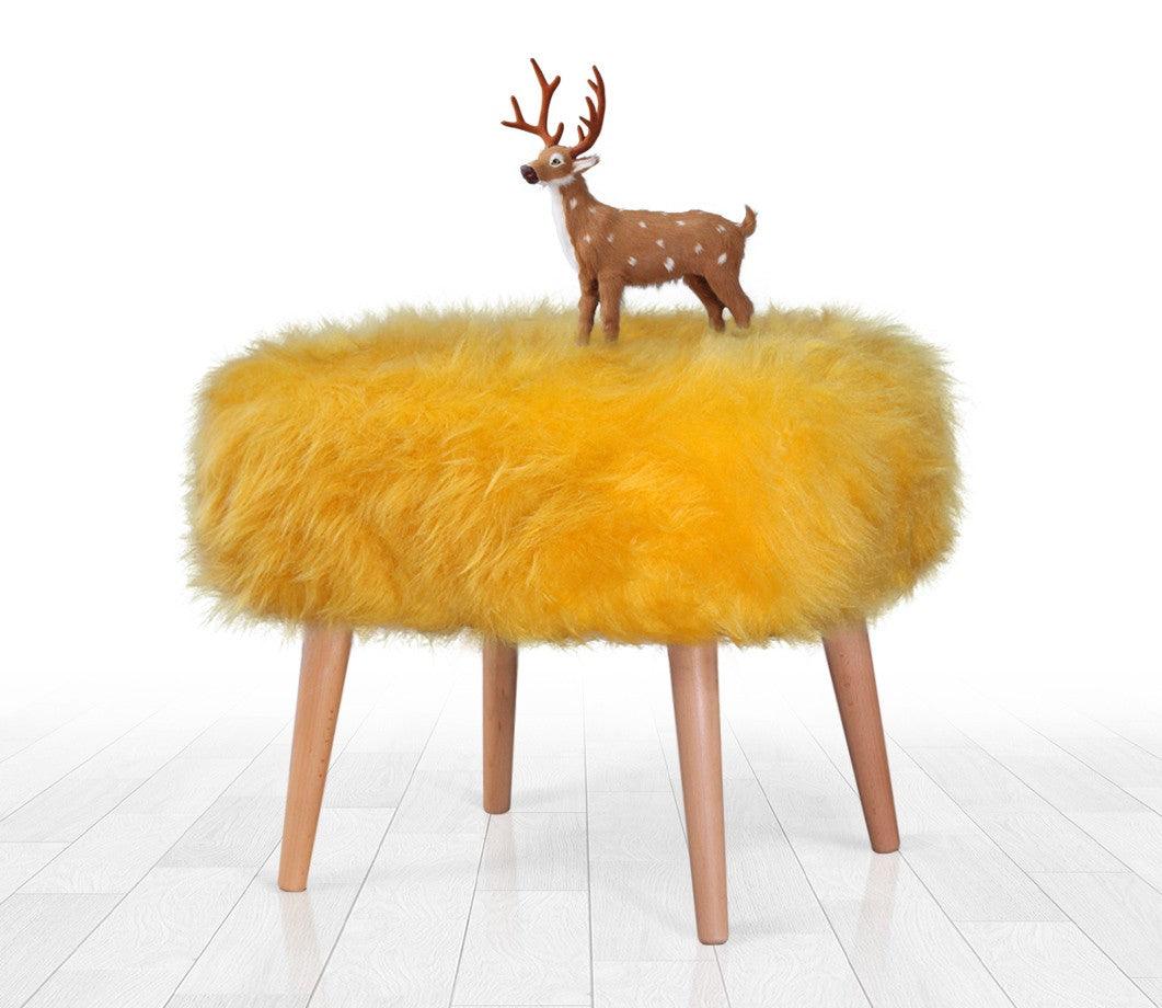 Taburet Puf Lux , Alb - Galben - Mov, 42x45x50 cm - Galben, SKU 209FLF1135