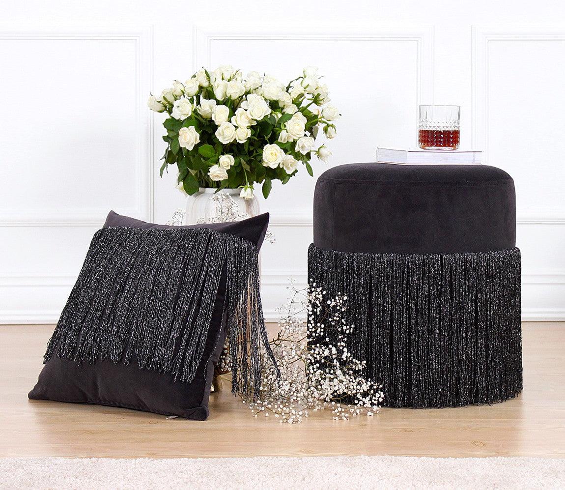 Puf, Gri, 45x40x45 cm - Negru, SKU 209FLF1254