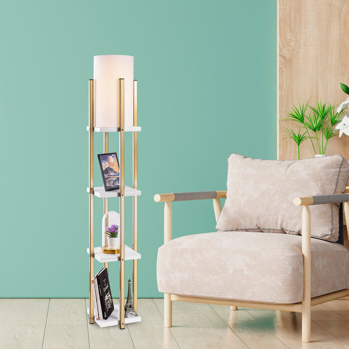 Lampadar Square 7111 - Auriu alb, SKU 211LMP1101