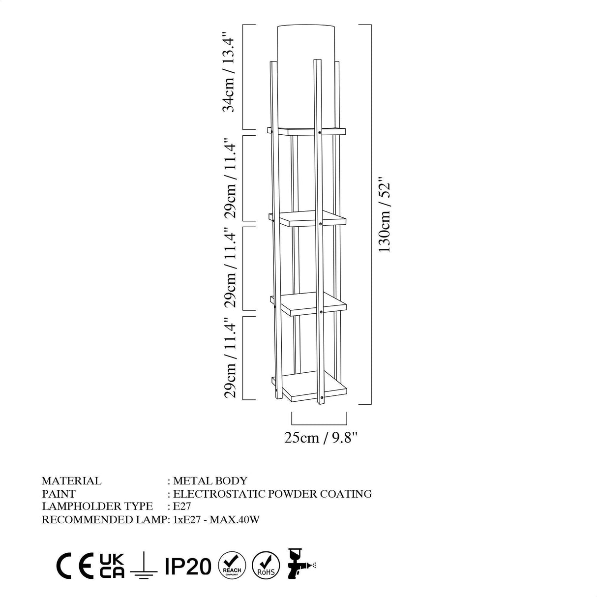 Lampadar Square 7111 - Auriu alb, SKU 211LMP1101