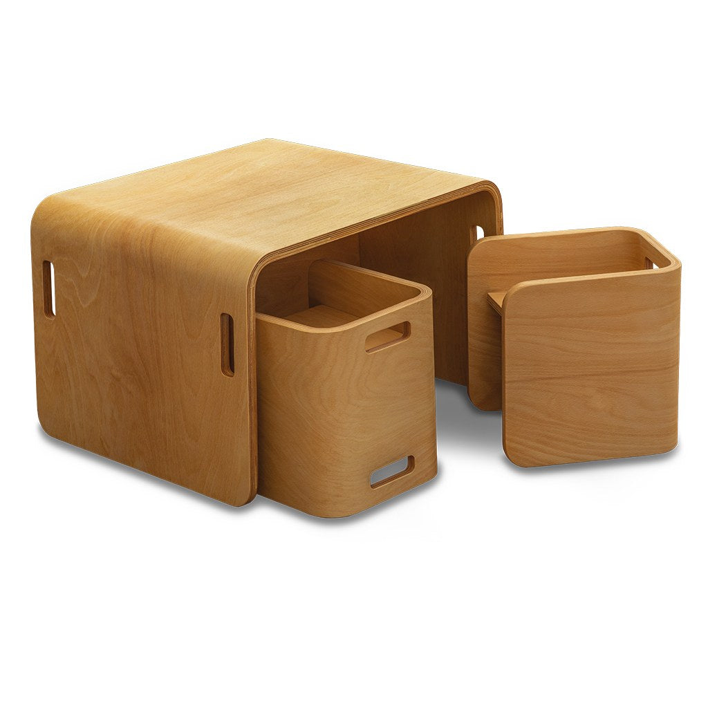 Masă cu scaune 3 bucăți Flexy Table Set, Natur