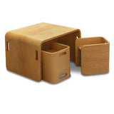 Masă cu scaune 3 bucăți Flexy Table Set, Natur