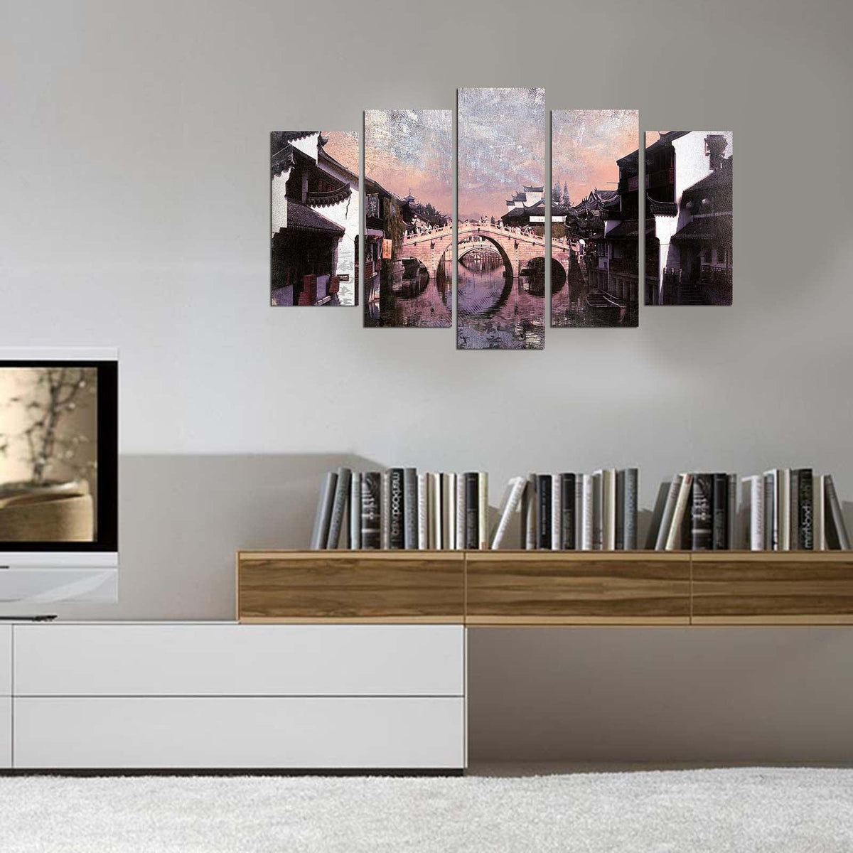 Tablou MDF ( 5 buc ) Pod Japonez, Multicolor, 60x110 cm, SKU 223CHR1997