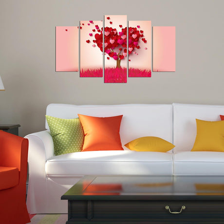 Tablou MDF ( 5 buc ) Copac inflorit, Multicolor, 60x110 cm