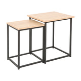 Set 2 măsuțe laterale Quano, Metal, Natural-Negru