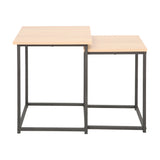 Set 2 măsuțe laterale Quano, Metal, Natural-Negru