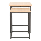 Set 2 măsuțe laterale Quano, Metal, Natural-Negru