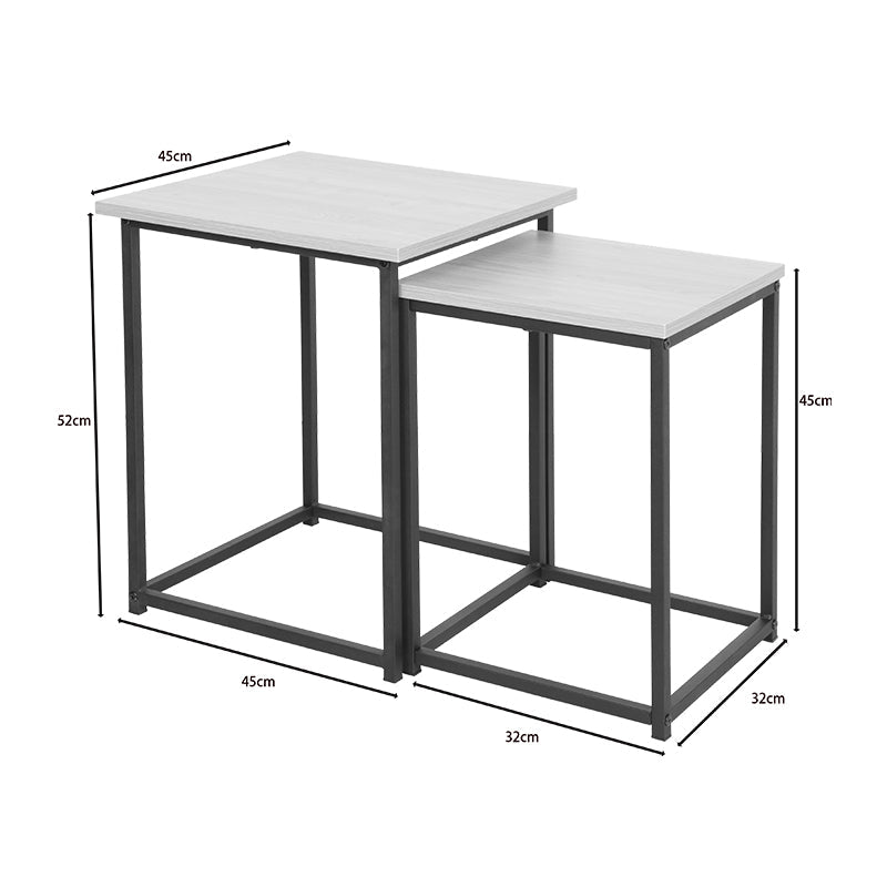 Set 2 măsuțe laterale Quano, Metal, Natural-Negru