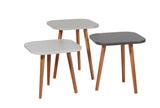 Set 3 măsuțe de cafea Tuvalle 049, Antracit - Gri deschis - Alb - Stejar, 40x40x37 cm