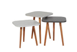 Set 3 măsuțe de cafea Tuvalle 049, Antracit - Gri deschis - Alb - Stejar, 40x40x37 cm