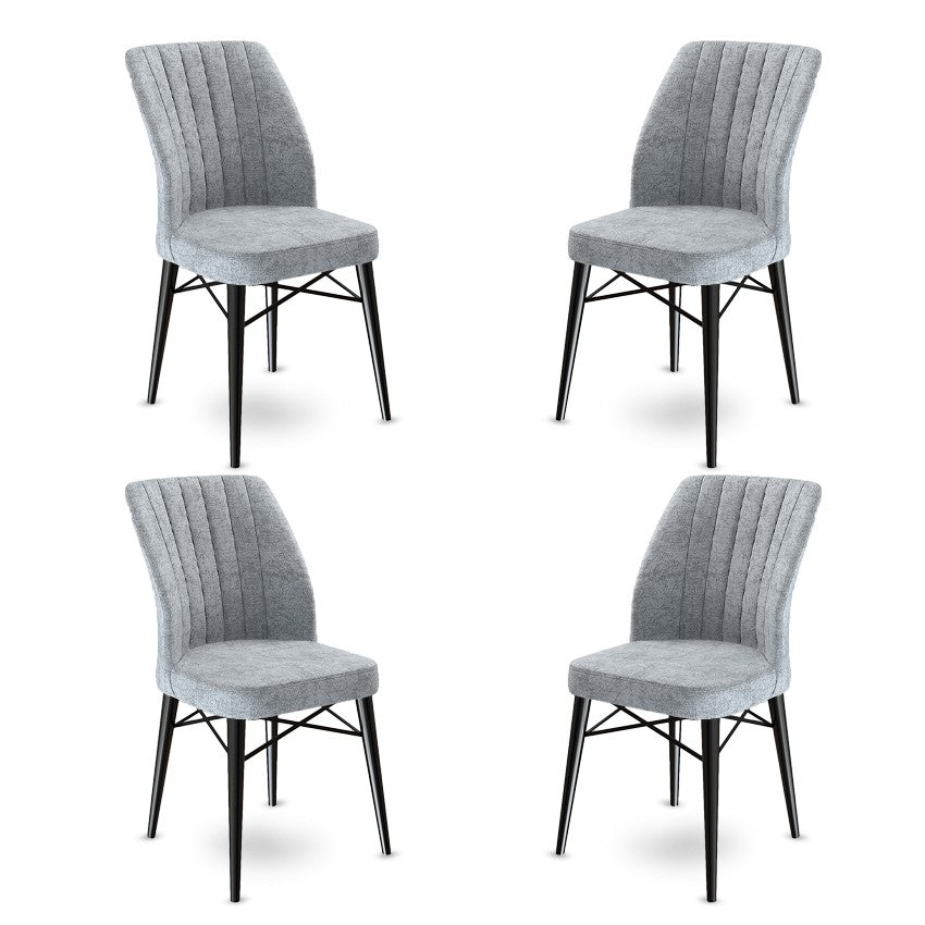 Set de scaune Flex, Diverse culori, Diverse configurații, 45x42x93 cm - Gri - Negru - 4 bucăți | SKU: 240CHR1411 | Set de scaune Flex, 45x42x93 cm, varianta Gri - Negru - 4 bucăți, produs pentru amenajarea locuinței, disponibil online în România la CasaMob