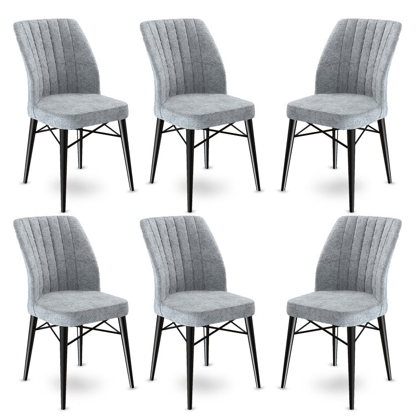 Set de scaune Flex, Diverse culori, Diverse configurații, 45x42x93 cm - Gri - Negru - 6 bucăți | SKU: 240CHR1416 | Set de scaune Flex, 45x42x93 cm, varianta Gri - Negru - 6 bucăți, produs pentru amenajarea locuinței, disponibil online în România la CasaMob