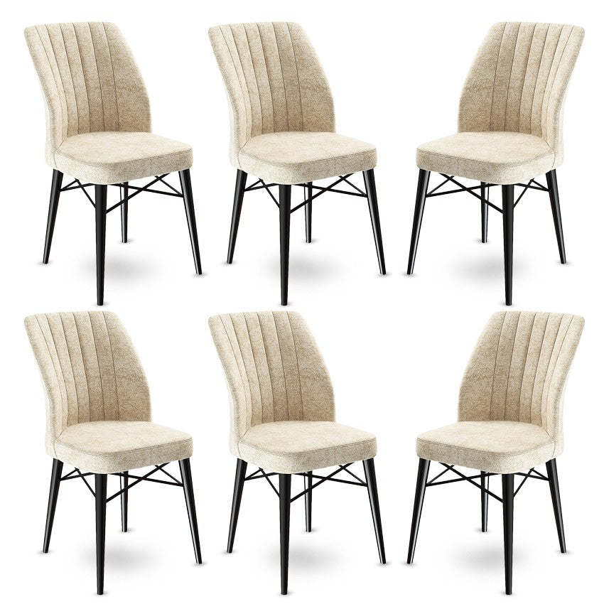 Set de scaune Flex, Diverse culori, Diverse configurații, 45x42x93 cm - Crem - Negru - 6 bucăți | SKU: 240CHR1419 | Set de scaune Flex, 45x42x93 cm, varianta Crem - Negru - 6 bucăți, produs pentru amenajarea locuinței, disponibil online în România la CasaMob