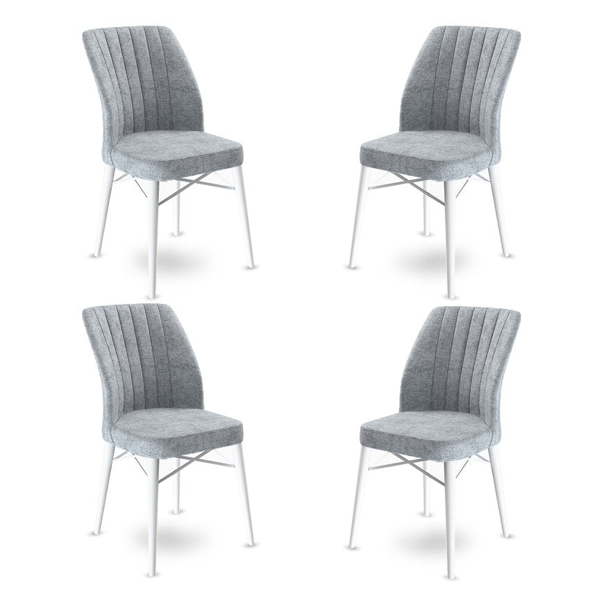 Set de scaune Flex, Diverse culori, Diverse configurații, 45x42x93 cm - Gri - Alb - 4 bucăți | SKU: 240CHR1426 | Set de scaune Flex, 45x42x93 cm, varianta Gri - Alb - 4 bucăți, produs pentru amenajarea locuinței, disponibil online în România la CasaMob
