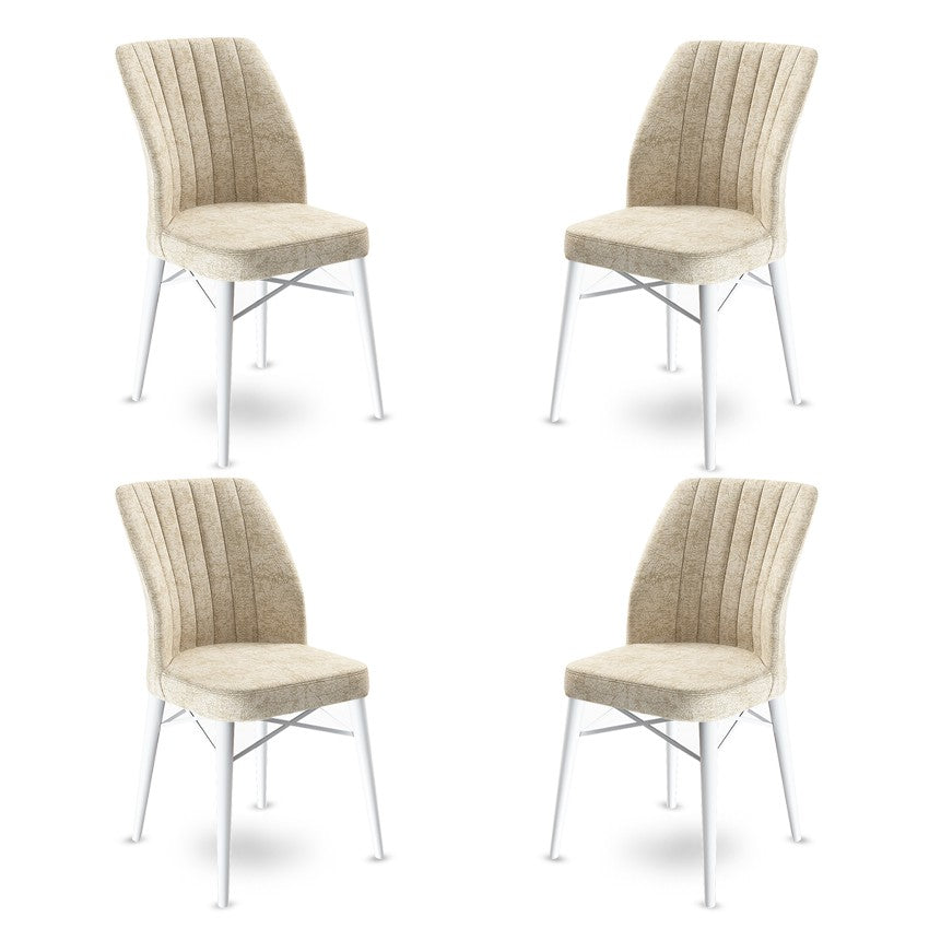 Set de scaune Flex, Diverse culori, Diverse configurații, 45x42x93 cm - Crem - Alb - 4 bucăți | SKU: 240CHR1429 | Set de scaune Flex, 45x42x93 cm, varianta Crem - Alb - 4 bucăți, produs pentru amenajarea locuinței, disponibil online în România la CasaMob
