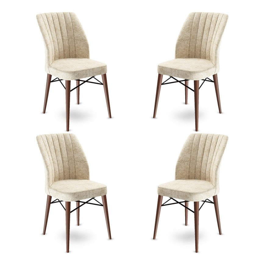Set de scaune Flex, Diverse culori, Diverse configurații, 45x42x93 cm - Crem - Maro - 4 bucăți | SKU: 240CHR1444 | Set de scaune Flex, 45x42x93 cm, varianta Crem - Maro - 4 bucăți, produs pentru amenajarea locuinței, disponibil online în România la CasaMob
