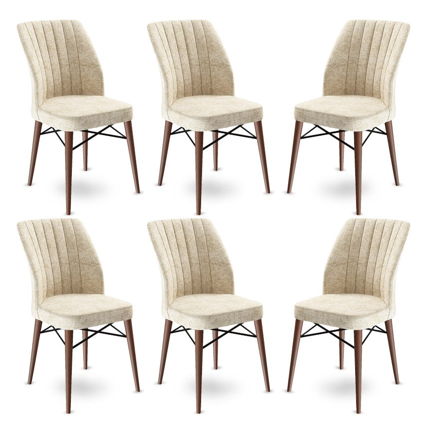 Set de scaune Flex, Diverse culori, Diverse configurații, 45x42x93 cm - Crem - Maro - 6 bucăți | SKU: 240CHR1449 | Set de scaune Flex, 45x42x93 cm, varianta Crem - Maro - 6 bucăți, produs pentru amenajarea locuinței, disponibil online în România la CasaMob