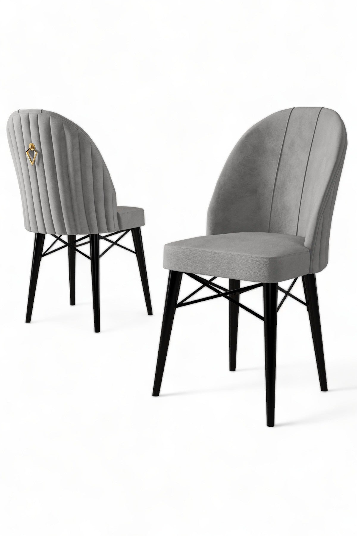 Set de scaune Ritim, Diverse culori, Diverse configurații, 44x42x96 cm - Gri - Negru - 4 bucăți | SKU: 240CHR1458 | Set de scaune Ritim, 44x42x96 cm, varianta Gri - Negru - 4 bucăți, produs pentru amenajarea locuinței, disponibil online în România la CasaMob