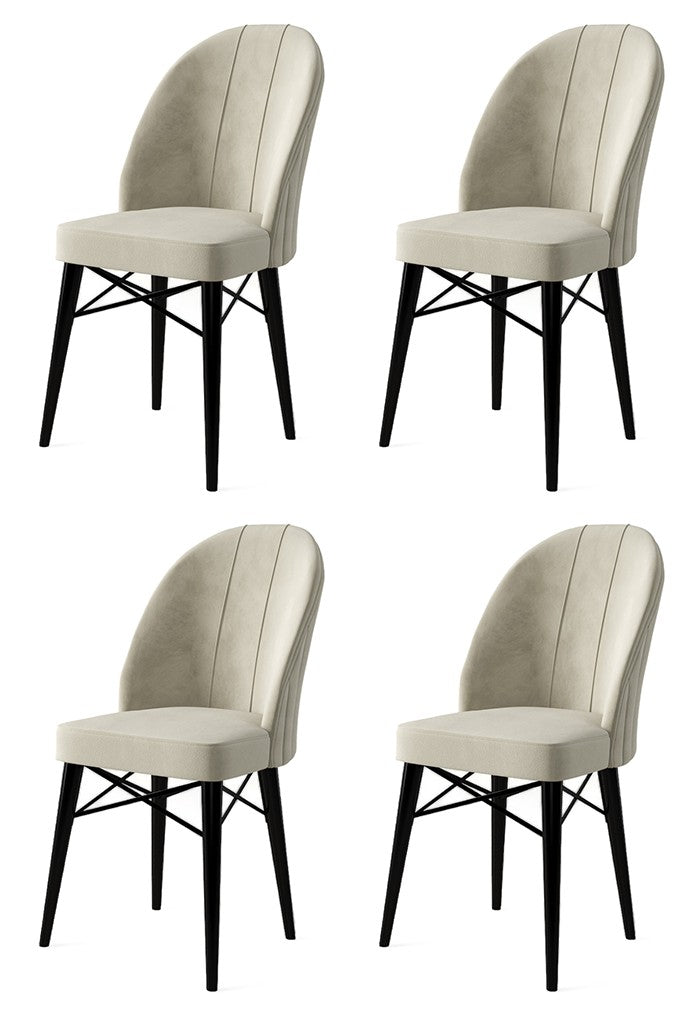 Set de scaune Ritim, Diverse culori, Diverse configurații, 44x42x96 cm - Crem - Negru - 4 bucăți | SKU: 240CHR1459 | Set de scaune Ritim, 44x42x96 cm, varianta Crem - Negru - 4 bucăți, produs pentru amenajarea locuinței, disponibil online în România la CasaMob