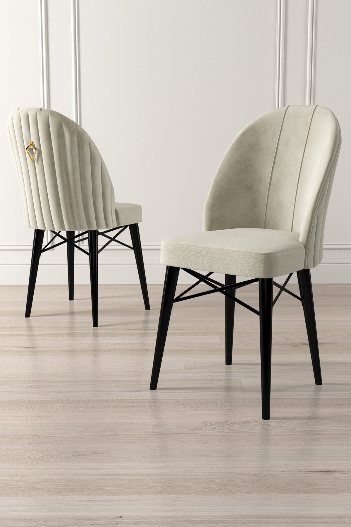 Set de scaune Ritim, Diverse culori, Diverse configurații, 44x42x96 cm - Crem - Negru - 6 bucăți | SKU: 240CHR1464 | Set de scaune Ritim, 44x42x96 cm, varianta Crem - Negru - 6 bucăți, produs pentru amenajarea locuinței, disponibil online în România la CasaMob