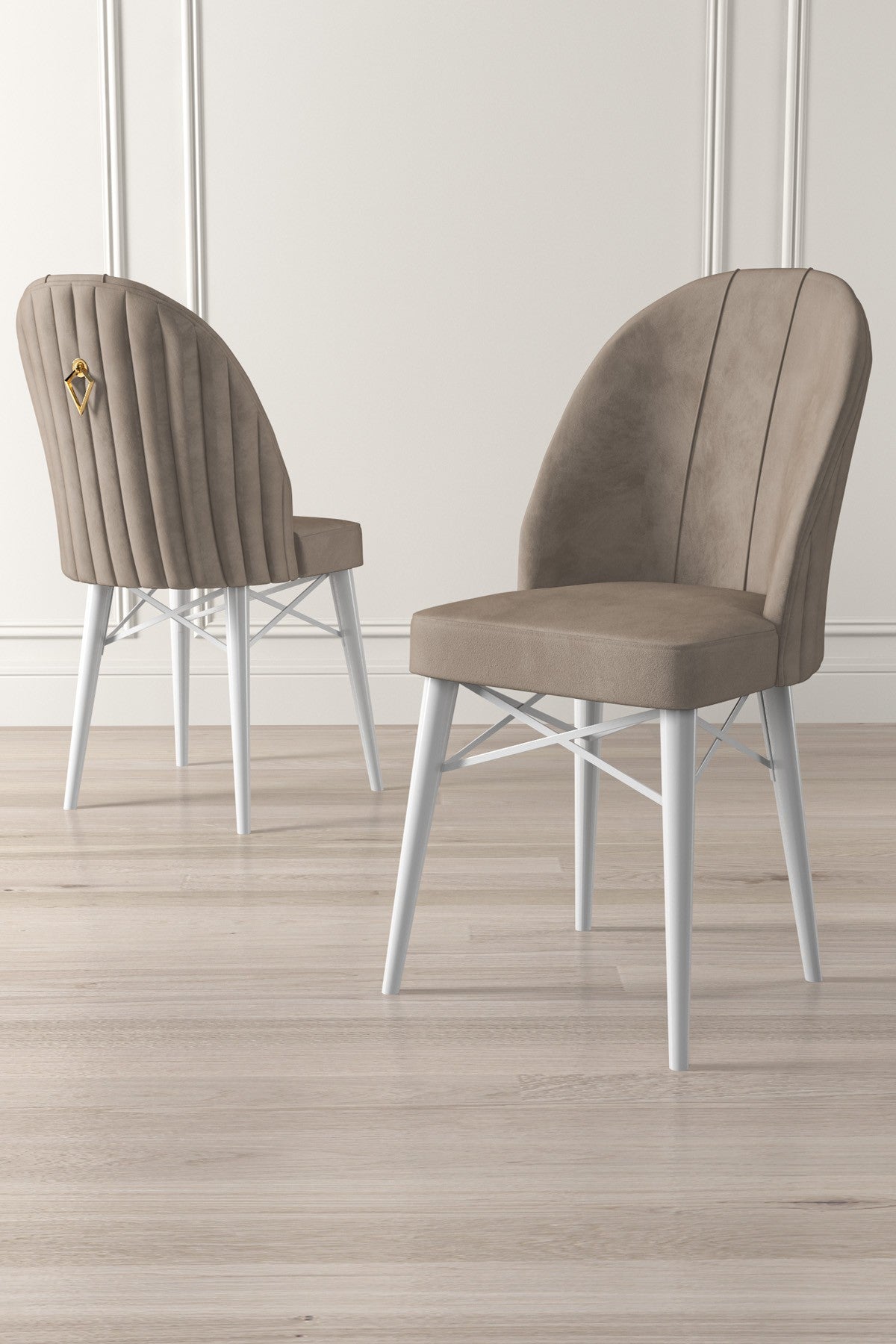 Set de scaune Ritim, Diverse culori, Diverse configurații, 44x42x96 cm - Cappuccino - Alb - 4 bucăți | SKU: 240CHR1472 | Set de scaune Ritim, 44x42x96 cm, varianta Cappuccino - Alb - 4 bucăți, produs pentru amenajarea locuinței, disponibil online în România la CasaMob