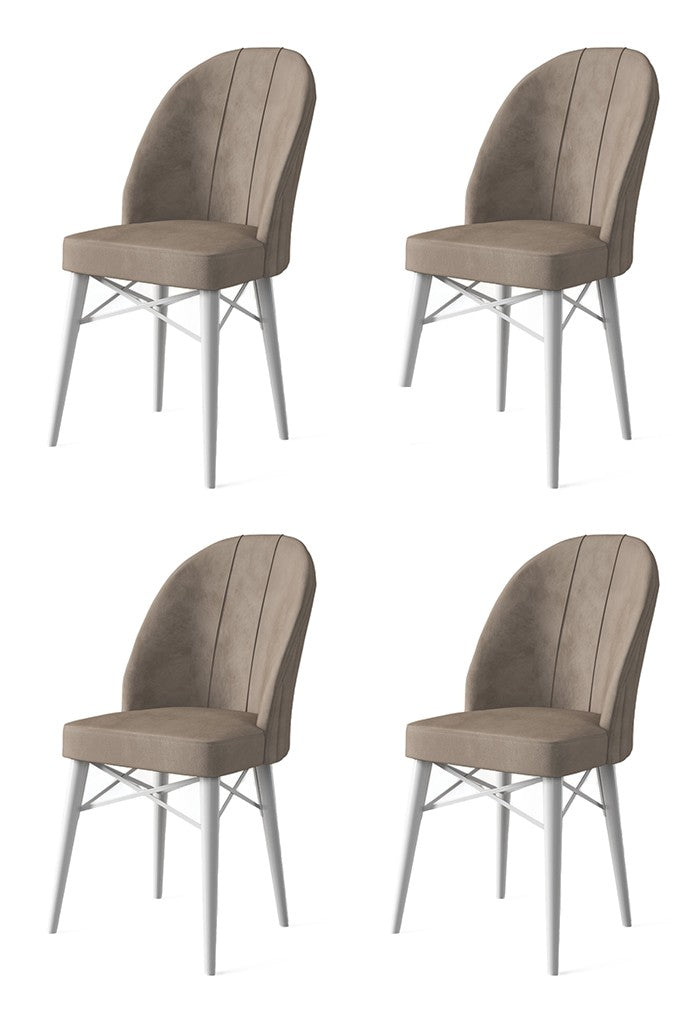 Set de scaune Ritim, Diverse culori, Diverse configurații, 44x42x96 cm - Cappuccino - Alb - 4 bucăți | SKU: 240CHR1472 | Set de scaune Ritim, 44x42x96 cm, varianta Cappuccino - Alb - 4 bucăți, produs pentru amenajarea locuinței, disponibil online în România la CasaMob