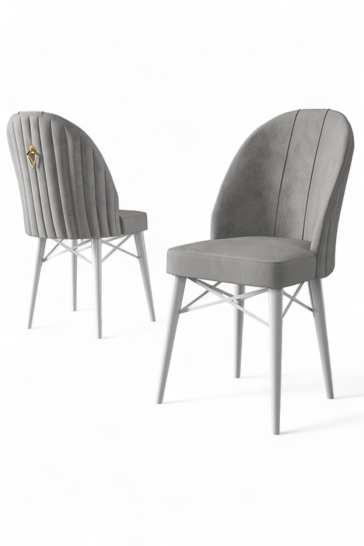 Set de scaune Ritim, Diverse culori, Diverse configurații, 44x42x96 cm - Gri - Alb - 4 bucăți | SKU: 240CHR1473 | Set de scaune Ritim, 44x42x96 cm, varianta Gri - Alb - 4 bucăți, produs pentru amenajarea locuinței, disponibil online în România la CasaMob