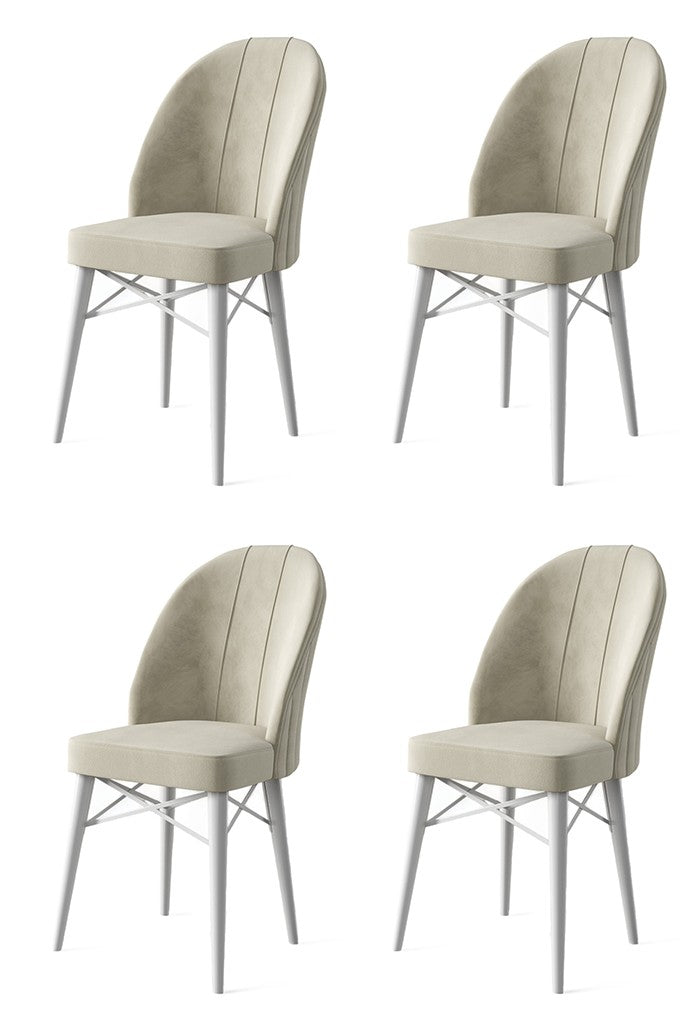 Set de scaune Ritim, Diverse culori, Diverse configurații, 44x42x96 cm - Crem - Alb - 4 bucăți | SKU: 240CHR1474 | Set de scaune Ritim, 44x42x96 cm, varianta Crem - Alb - 4 bucăți, produs pentru amenajarea locuinței, disponibil online în România la CasaMob