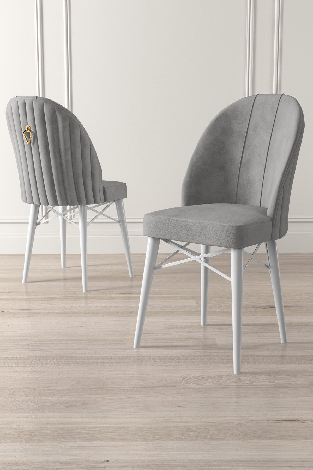 Set de scaune Ritim, Diverse culori, Diverse configurații, 44x42x96 cm - Gri - Alb - 6 bucăți | SKU: 240CHR1478 | Set de scaune Ritim, 44x42x96 cm, varianta Gri - Alb - 6 bucăți, produs pentru amenajarea locuinței, disponibil online în România la CasaMob