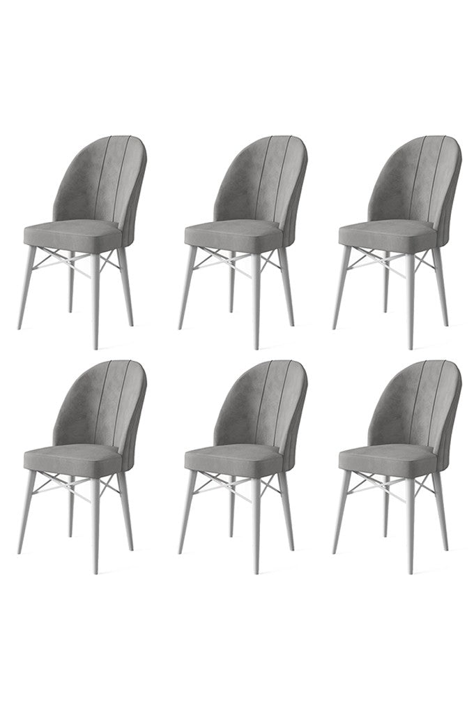 Set de scaune Ritim, Diverse culori, Diverse configurații, 44x42x96 cm - Gri - Alb - 6 bucăți | SKU: 240CHR1478 | Set de scaune Ritim, 44x42x96 cm, varianta Gri - Alb - 6 bucăți, produs pentru amenajarea locuinței, disponibil online în România la CasaMob