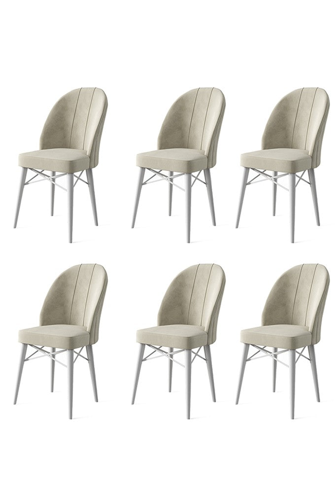 Set de scaune Ritim, Diverse culori, Diverse configurații, 44x42x96 cm - Crem - Alb - 6 bucăți | SKU: 240CHR1479 | Set de scaune Ritim, 44x42x96 cm, varianta Crem - Alb - 6 bucăți, produs pentru amenajarea locuinței, disponibil online în România la CasaMob