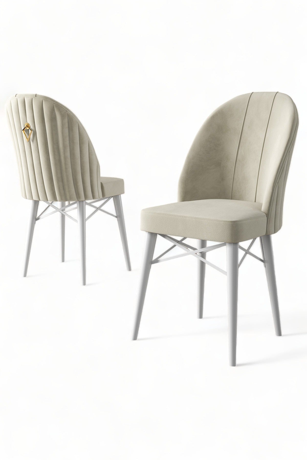 Set de scaune Ritim, Diverse culori, Diverse configurații, 44x42x96 cm - Crem - Alb - 6 bucăți | SKU: 240CHR1479 | Set de scaune Ritim, 44x42x96 cm, varianta Crem - Alb - 6 bucăți, produs pentru amenajarea locuinței, disponibil online în România la CasaMob