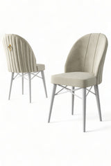 Set de scaune Ritim, Diverse culori, Diverse configurații, 44x42x96 cm - Crem - Alb - 6 bucăți | SKU: 240CHR1479 | Set de scaune Ritim, 44x42x96 cm, varianta Crem - Alb - 6 bucăți, produs pentru amenajarea locuinței, disponibil online în România la CasaMob