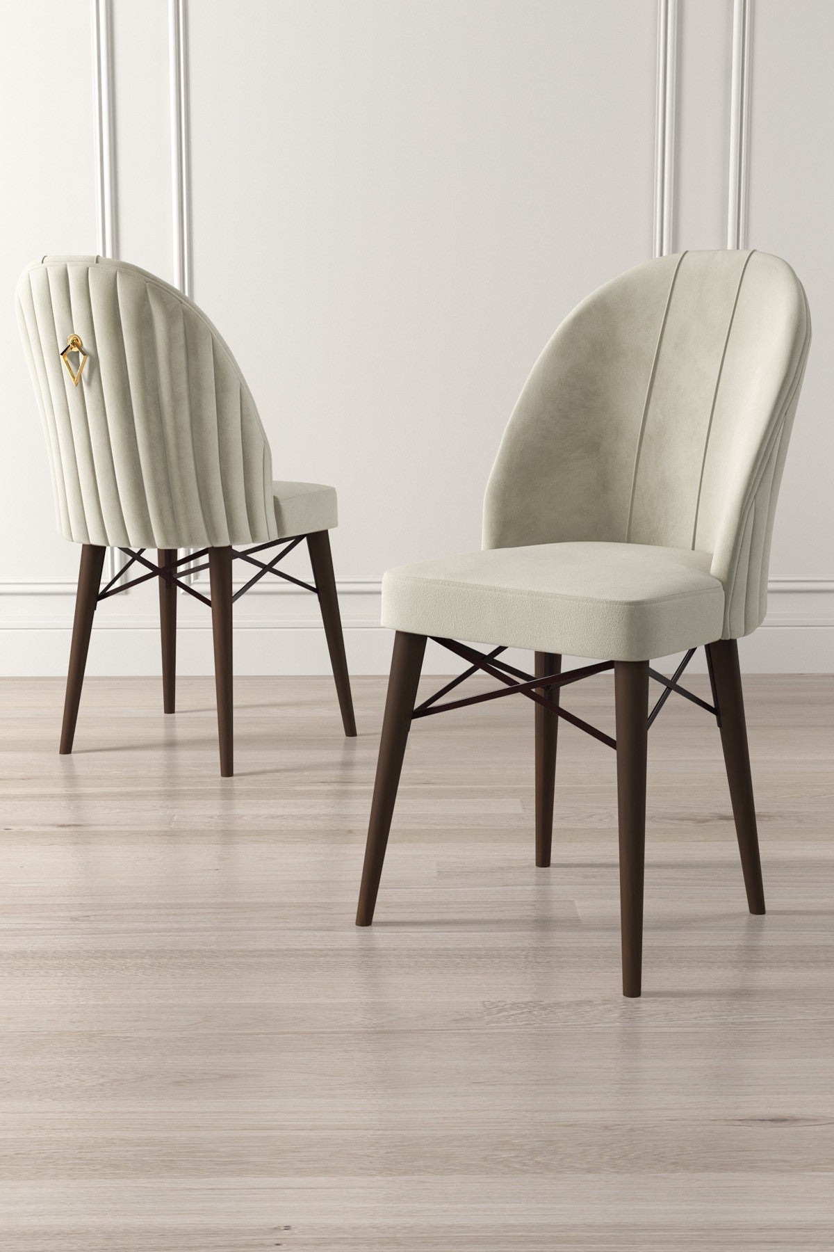 Set de scaune Ritim, Diverse culori, Diverse configurații, 44x42x96 cm - Crem - Maro - 6 bucăți | SKU: 240CHR1494 | Set de scaune Ritim, 44x42x96 cm, varianta Crem - Maro - 6 bucăți, produs pentru amenajarea locuinței, disponibil online în România la CasaMob