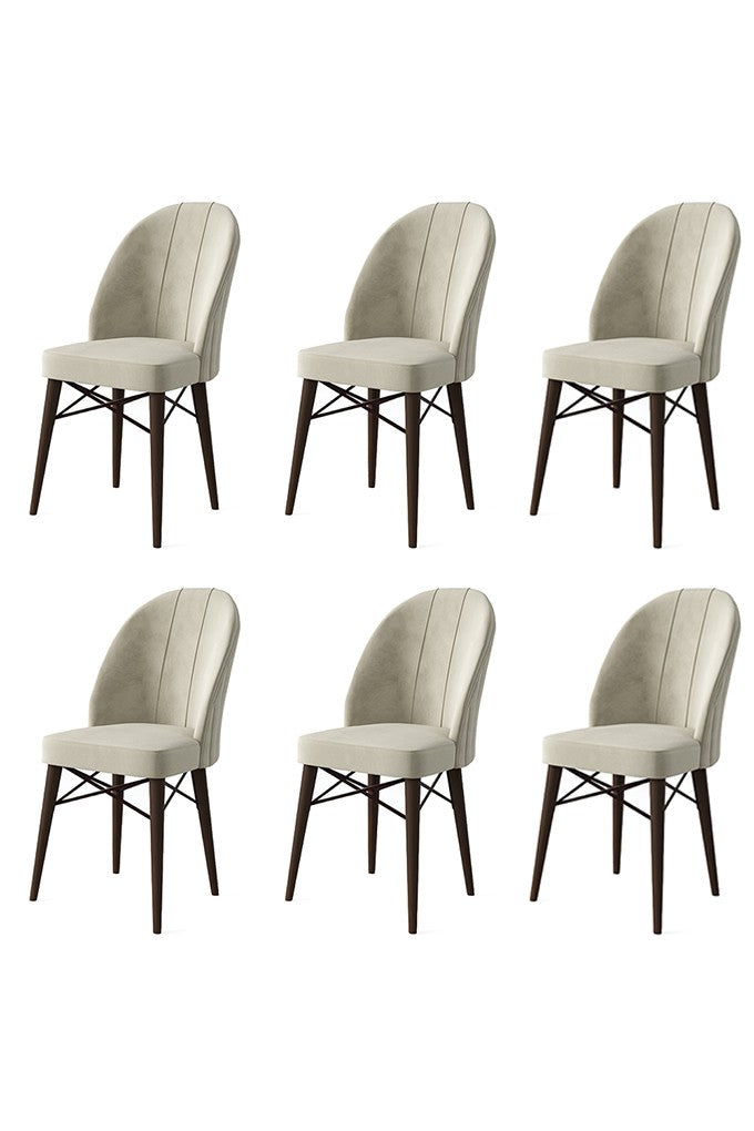 Set de scaune Ritim, Diverse culori, Diverse configurații, 44x42x96 cm - Crem - Maro - 6 bucăți | SKU: 240CHR1494 | Set de scaune Ritim, 44x42x96 cm, varianta Crem - Maro - 6 bucăți, produs pentru amenajarea locuinței, disponibil online în România la CasaMob