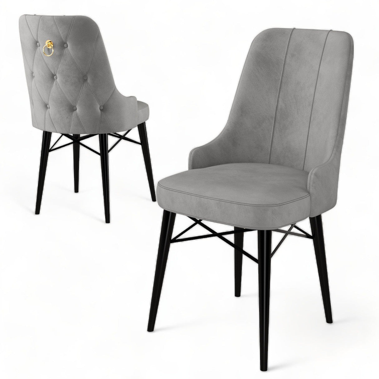 Set de scaune Pare, Diverse culori, Diverse configurații, 46x46x94 cm - Gri - Negru - 4 bucăți | SKU: 240CHR1504 | Set de scaune Pare, 46x46x94 cm, varianta Gri - Negru - 4 bucăți, produs pentru amenajarea locuinței, disponibil online în România la CasaMob