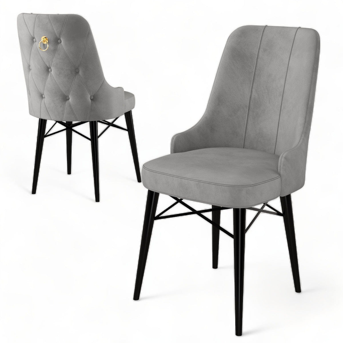 Gri - Negru - 4 bucăți | SKU: 240CHR1504 | Set de scaune Pare, 46x46x94 cm, varianta Gri - Negru - 4 bucăți, produs pentru amenajarea locuinței, disponibil online în România la CasaMob